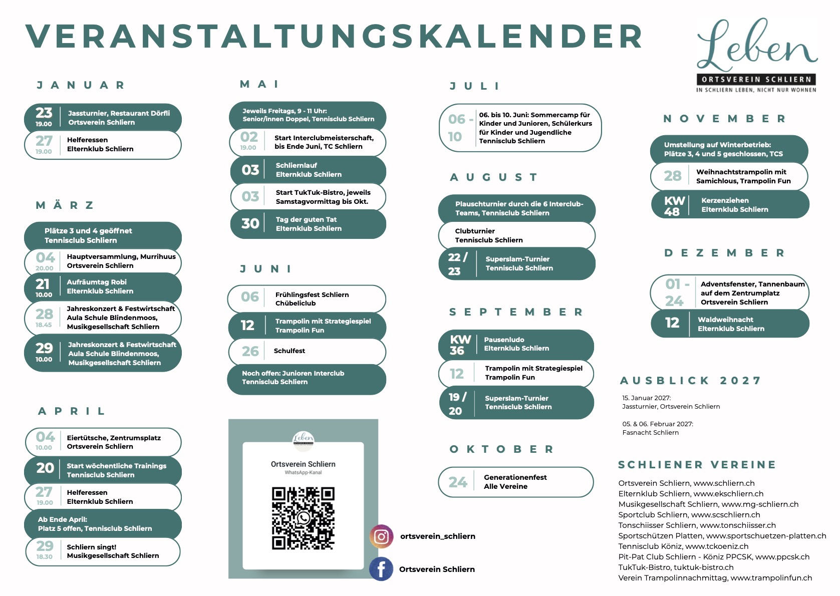 Veranstaltungskalender 2026